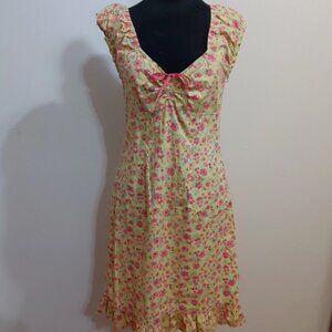 Vintage DBY LTD Y2k Size 7/8 Floral Print Sundress Ruffle hem